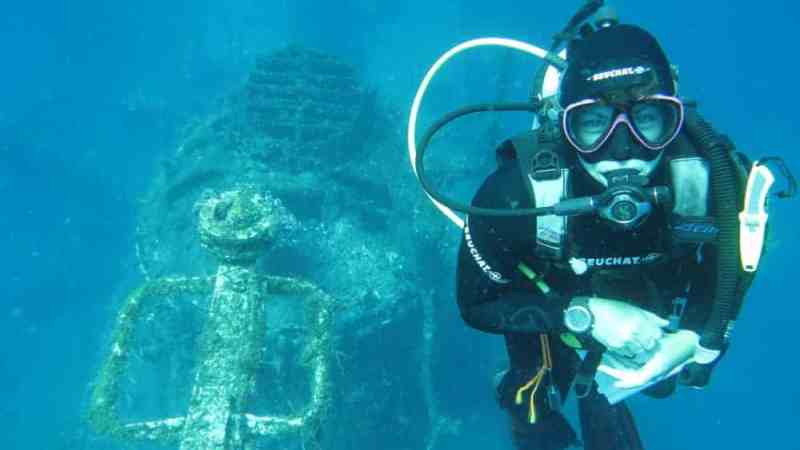 a man swimming in the water