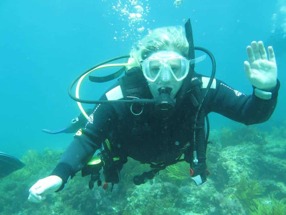 a person swimming in the water