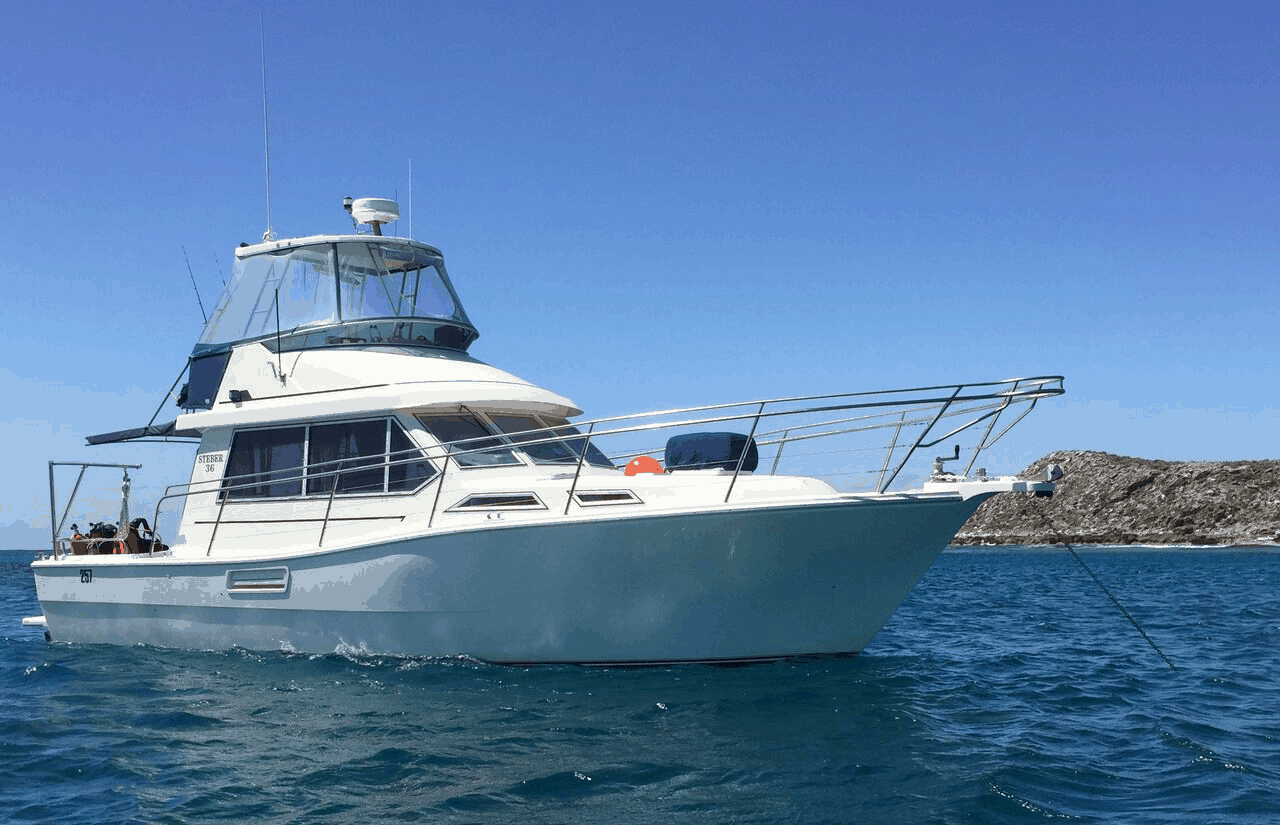 a small boat in a large body of water