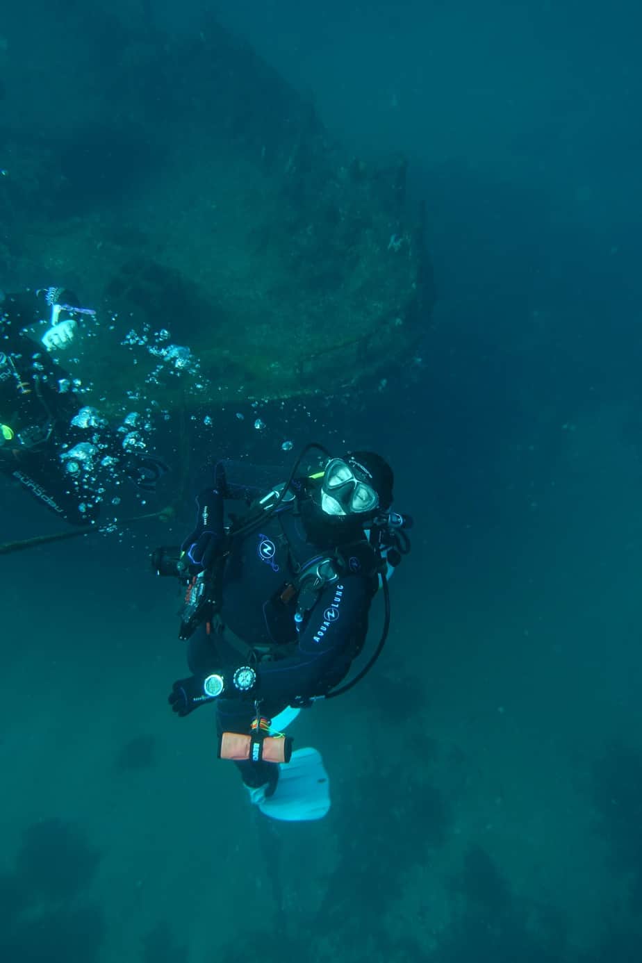 a person swimming in the water