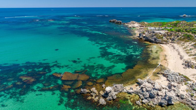 a body of water next to the ocean