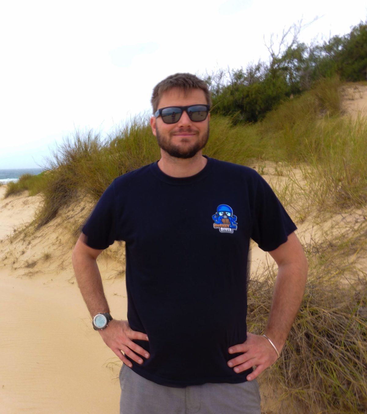 a man standing on a beach