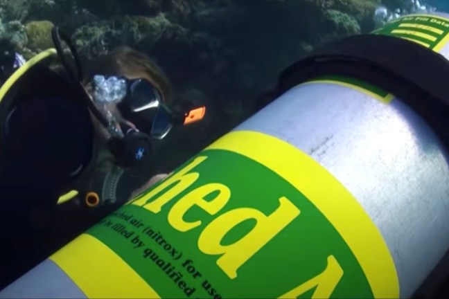 a scuba tank with Enirched Air Nitrox