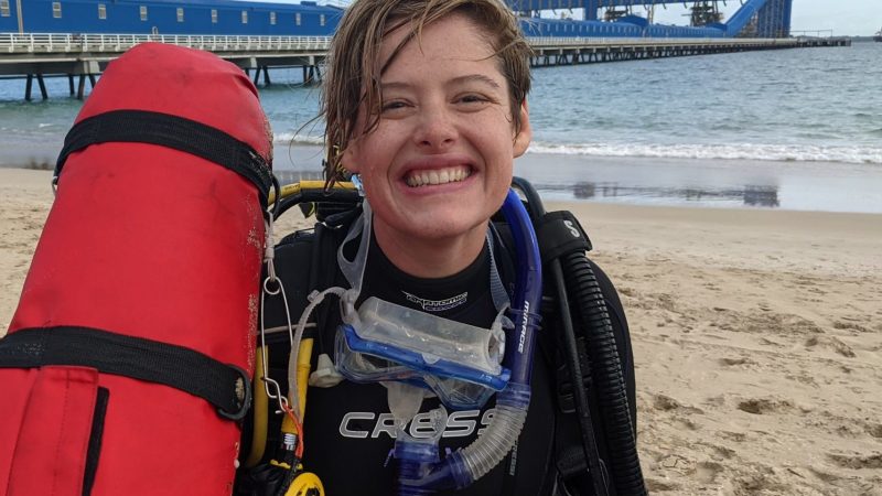 a scuba diver finishing her PADI course