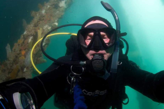 a man swimming in the water